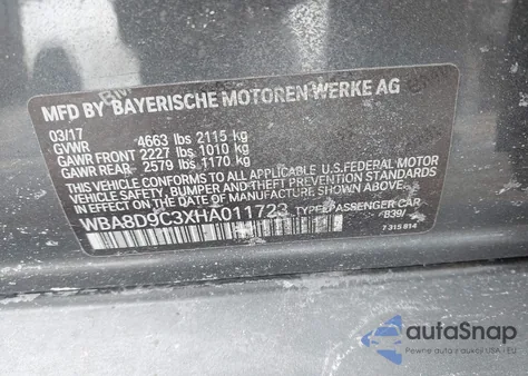 2017 BMW 330I xDrive z USA, uszkodzony, nr VIN WBA8D9C3XHA011723